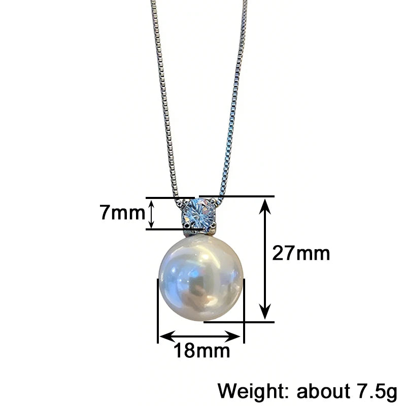 Huitan Imitation Pearl Women Pendant Necklace Inlaid Shiny CZ Fashion Wedding Party V lifestyle view