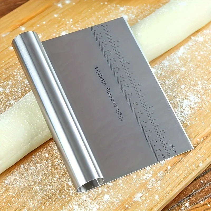Stainless Steel Dough Cutter and Scraper | Kitchen Baking Tool with Scale lifestyle view
