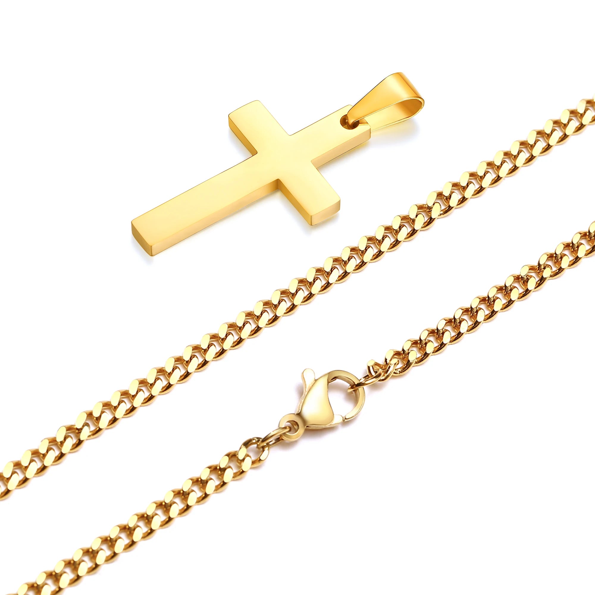 Casual Cross Pendant Necklace for Men | Waterproof Stainless Steel Jewelry Gift detail view