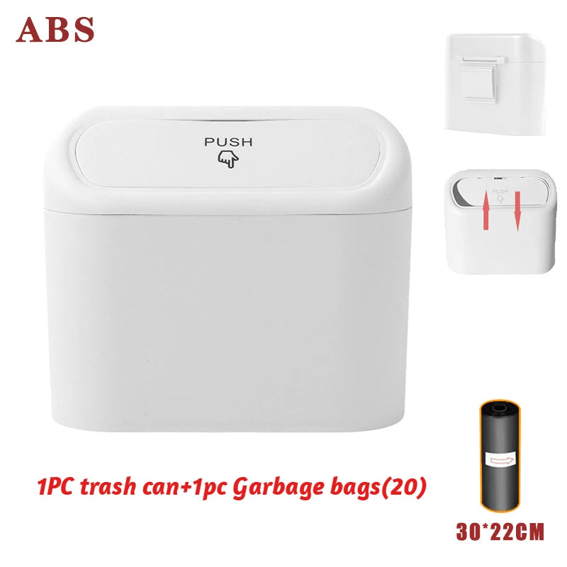 Hanging Car Trash Can Car Flip Top Trash Can Interior Trash Storage ABS Trash Can w additional angle