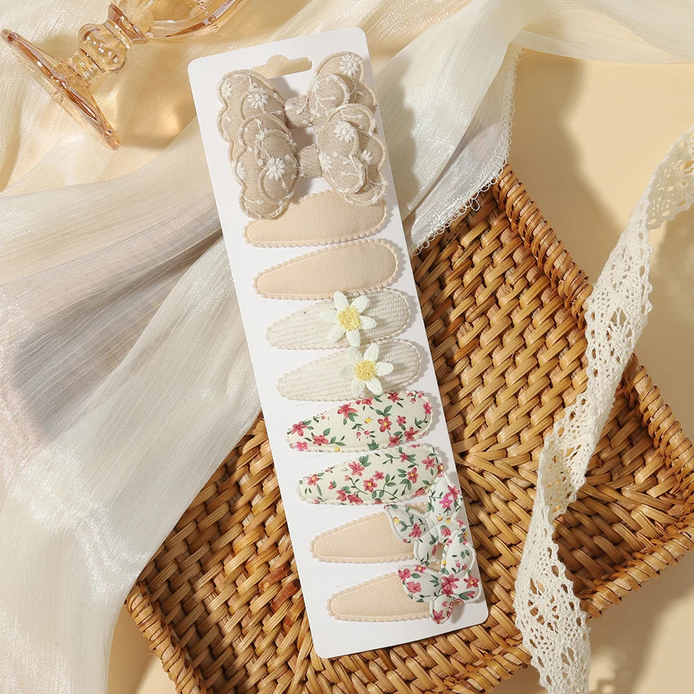 10PCS/Set New Fabric BB Hair Clip  Girls' Teenagers' Children's Side Bangs Clip Girls' Party Daily Decoration Hair Accessories