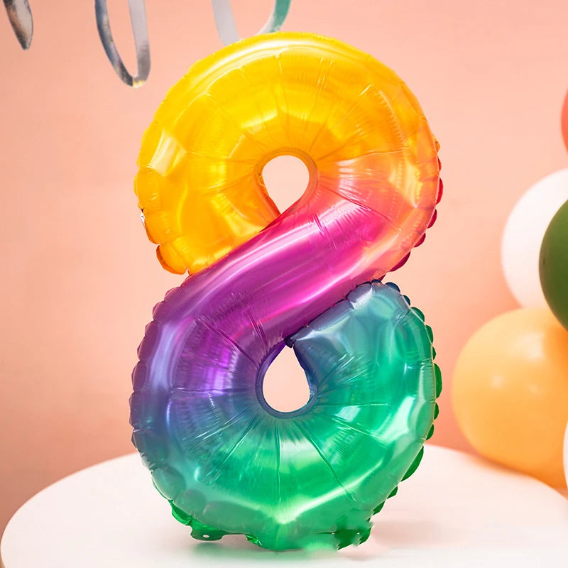 Rainbow Jelly Number Balloon 16 Inch | Birthday Party Decoration alternate view