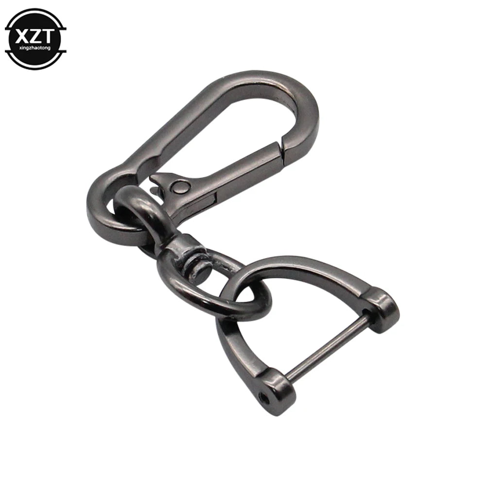 360 Degree D Shape Rotating Horseshoe Buckle Leather Braided Car Keychain | Auto Key alternate view