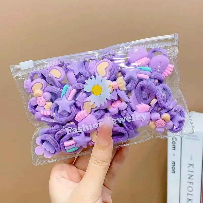 10/20Pcs/Set Cute Cartoon Rubber Elastic Hair Bands Girls Not Hurt Hair Small Scrunchi close-up view