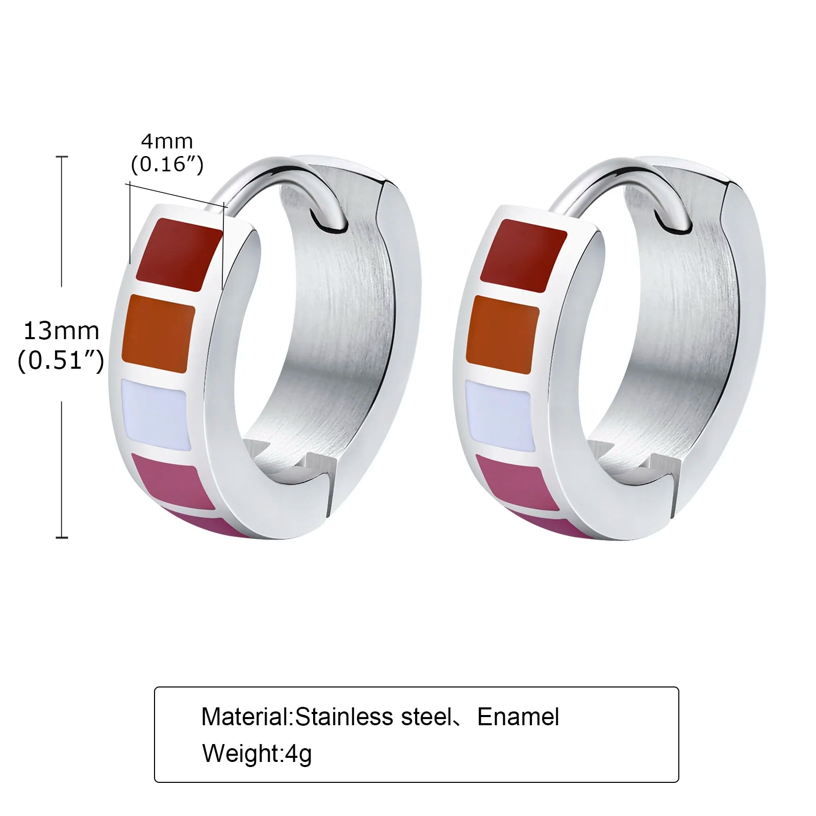 LGBT Rainbow Huggie Hoop Earring for Leibian Gay, Pride Flag Hinged Ear Piercings, St alternate view
