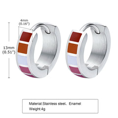 LGBT Rainbow Huggie Hoop Earring for Leibian Gay, Pride Flag Hinged Ear Piercings, St alternate view
