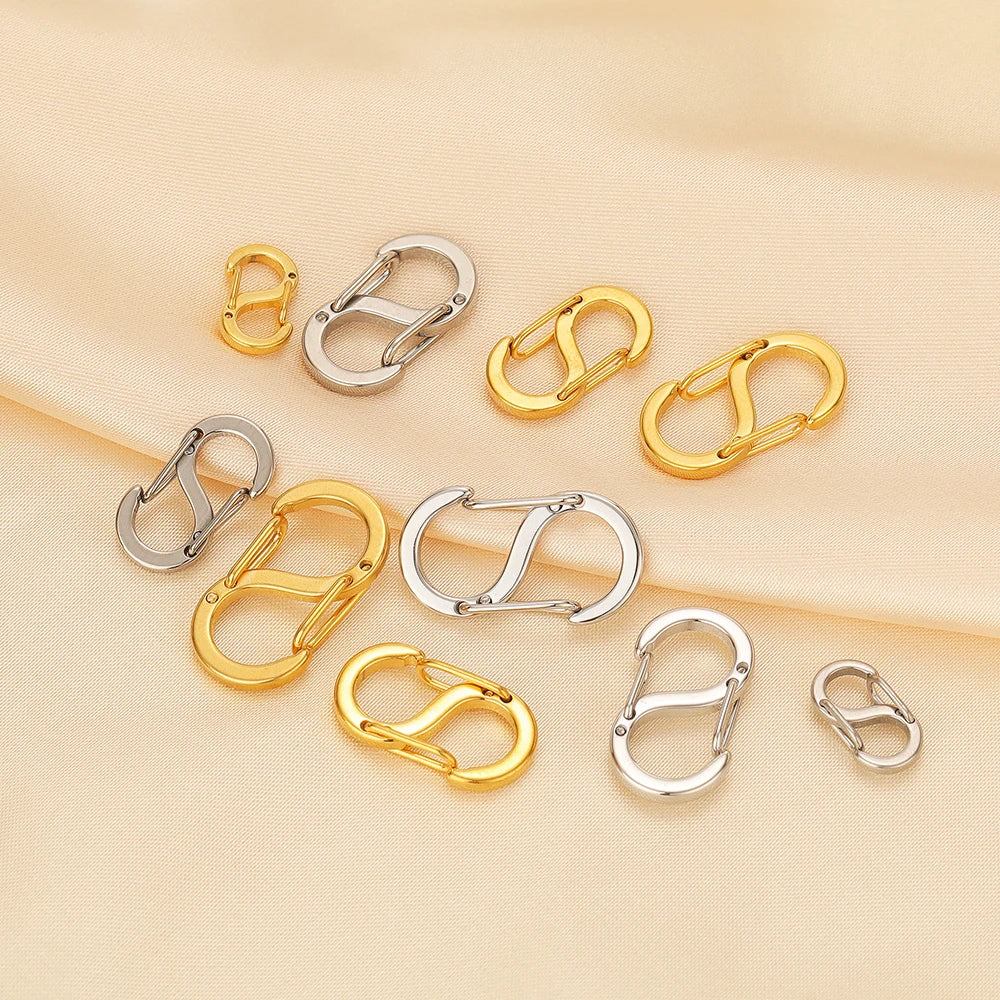 5Pcs Stainless Steel Chic Letter S Buckle 18k Gold Spring Lobster Clasps Necklace Hooks Bracelets Connectors DIY Jewelry Making