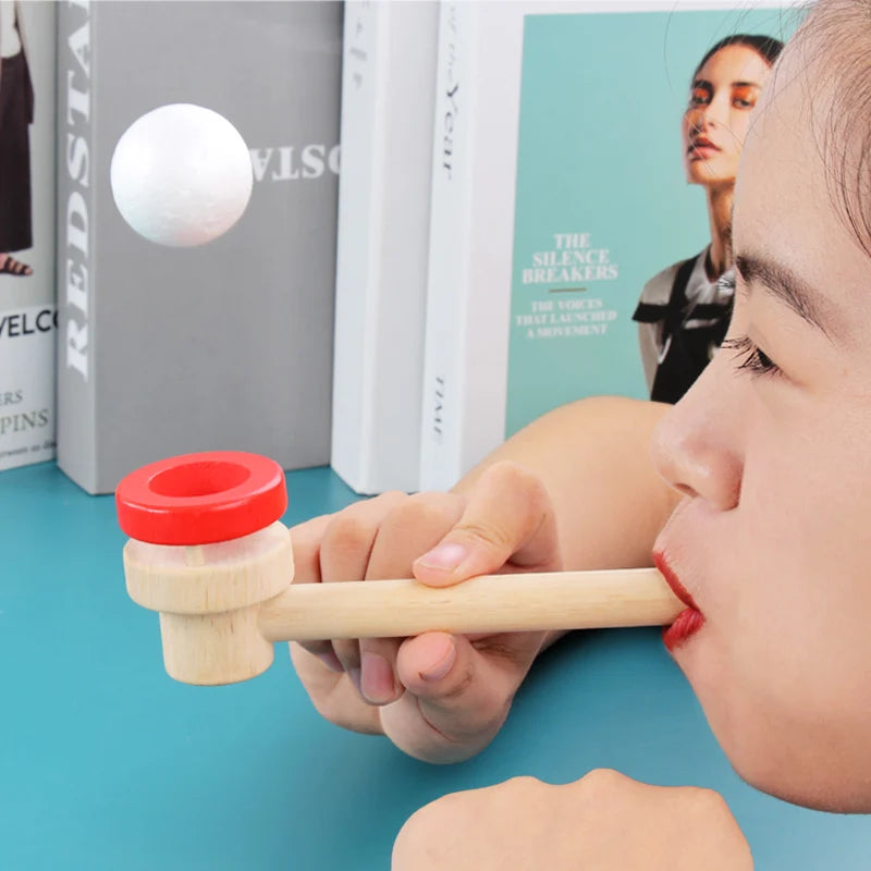 Wooden Balance Blowing Toys Blowing Pipe Whistles Balls Toys Floating Blow Pipe Balls Ga detail view