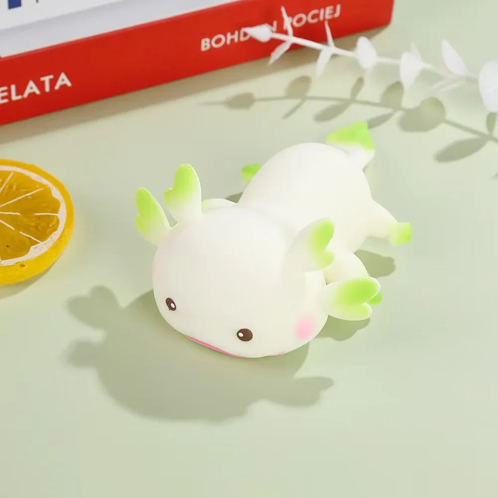 Cute Axolotl Squeeze Toys | Cartoon Stress Relief Squishy for Kids and Adults lifestyle view