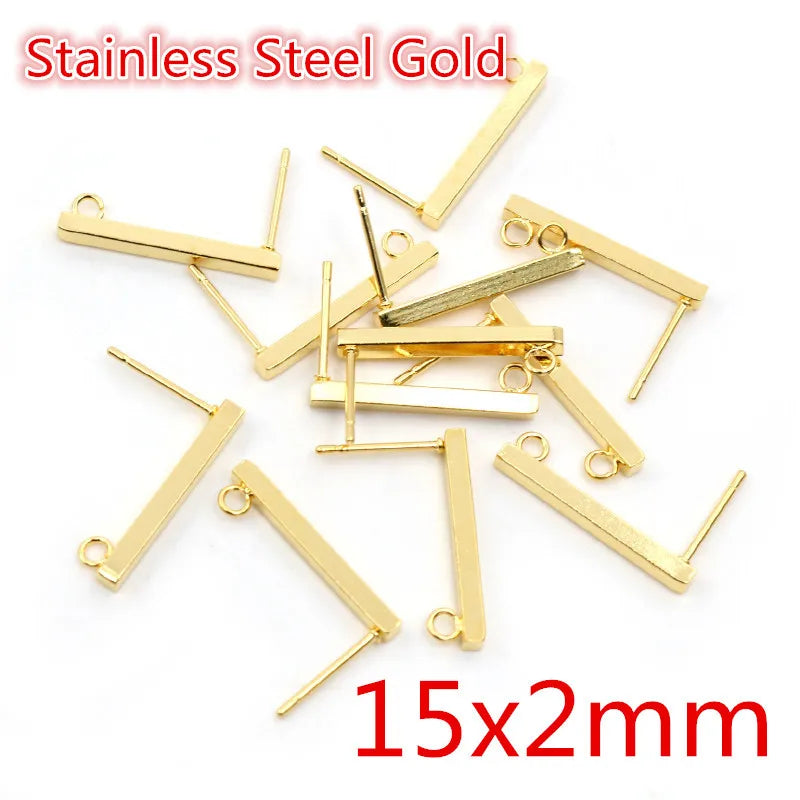 20pcs 316 Stainless Steel Gold Color Geometric Earring Stud Earring Posts Connector f lifestyle view