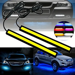 2 PCS Super Bright 17CM LED COB Fog Bulb Car DRL Strip | 12V 6500K Daytime Running Light