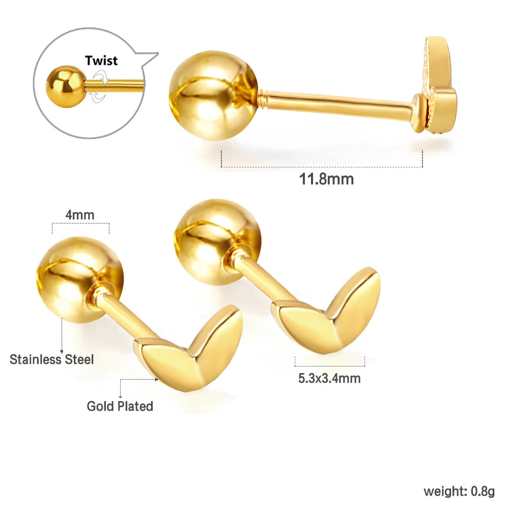 LUXUSTEEL Mini Cute Stainless Steel Stud Earrings Women Girls Heart Butterfly Rabbit alternate view