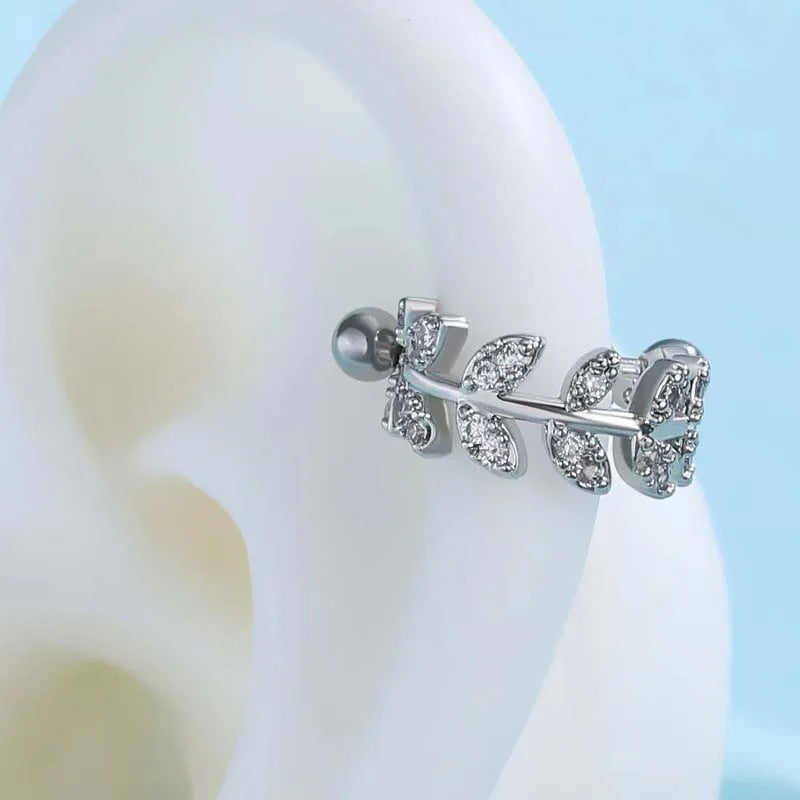 New Hollow Heart Ear Bone Nail for Women Girls Stainless Steel Silver Color Zircon Pi alternate view