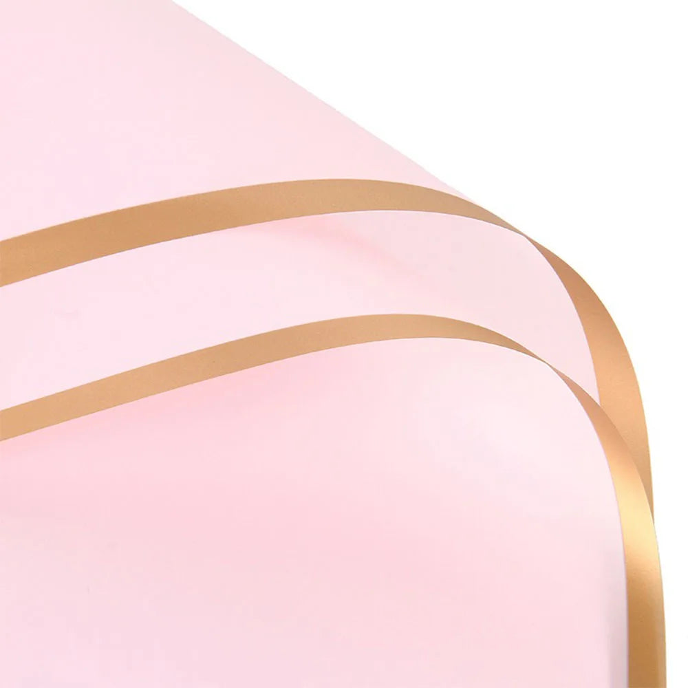 10 Sheet Half Transparent Flower Wrap Paper Golden Border Waterproof Bouquet Wrapping close-up view
