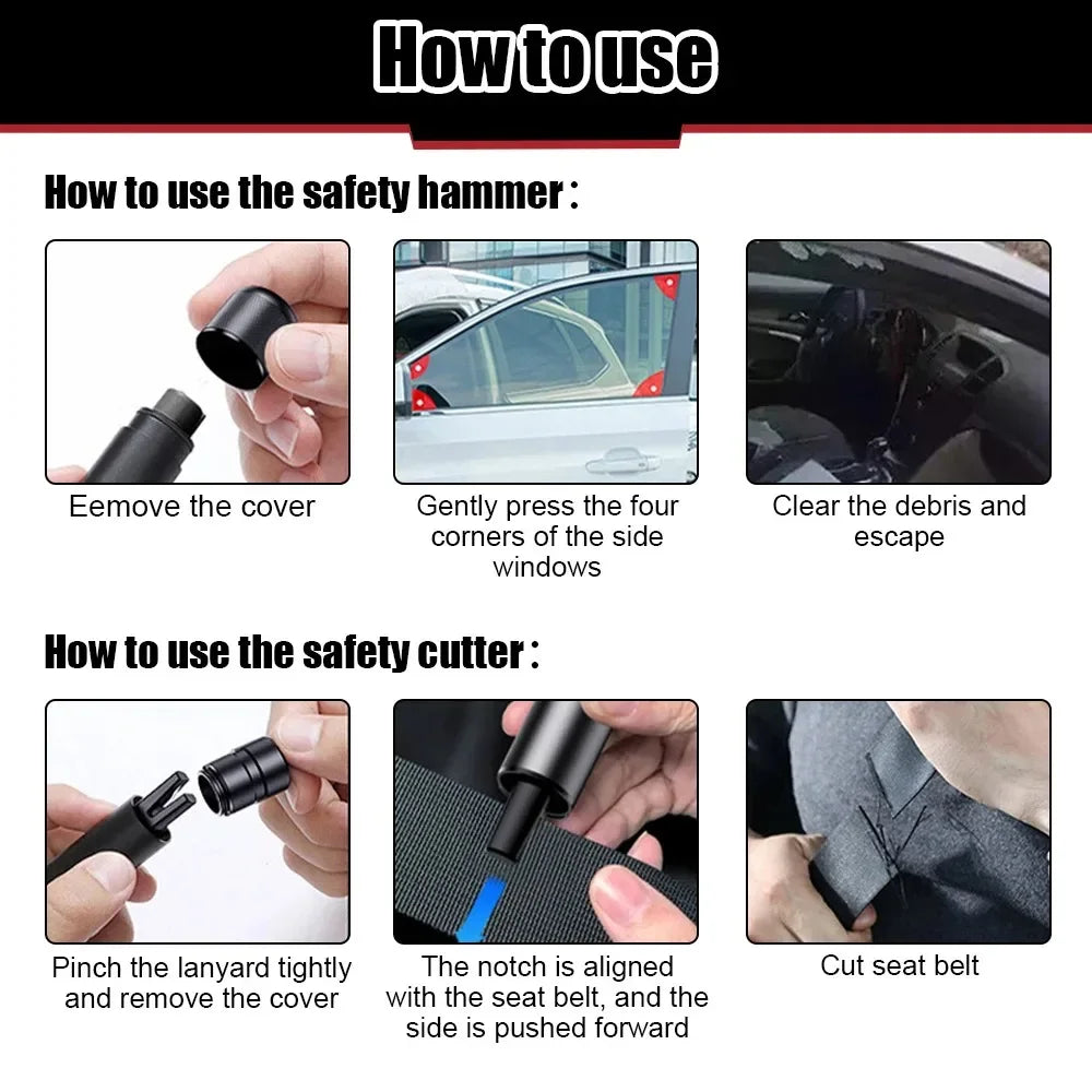 Car Safety Hammer Window Breaker Seat Belt Cutter additional angle