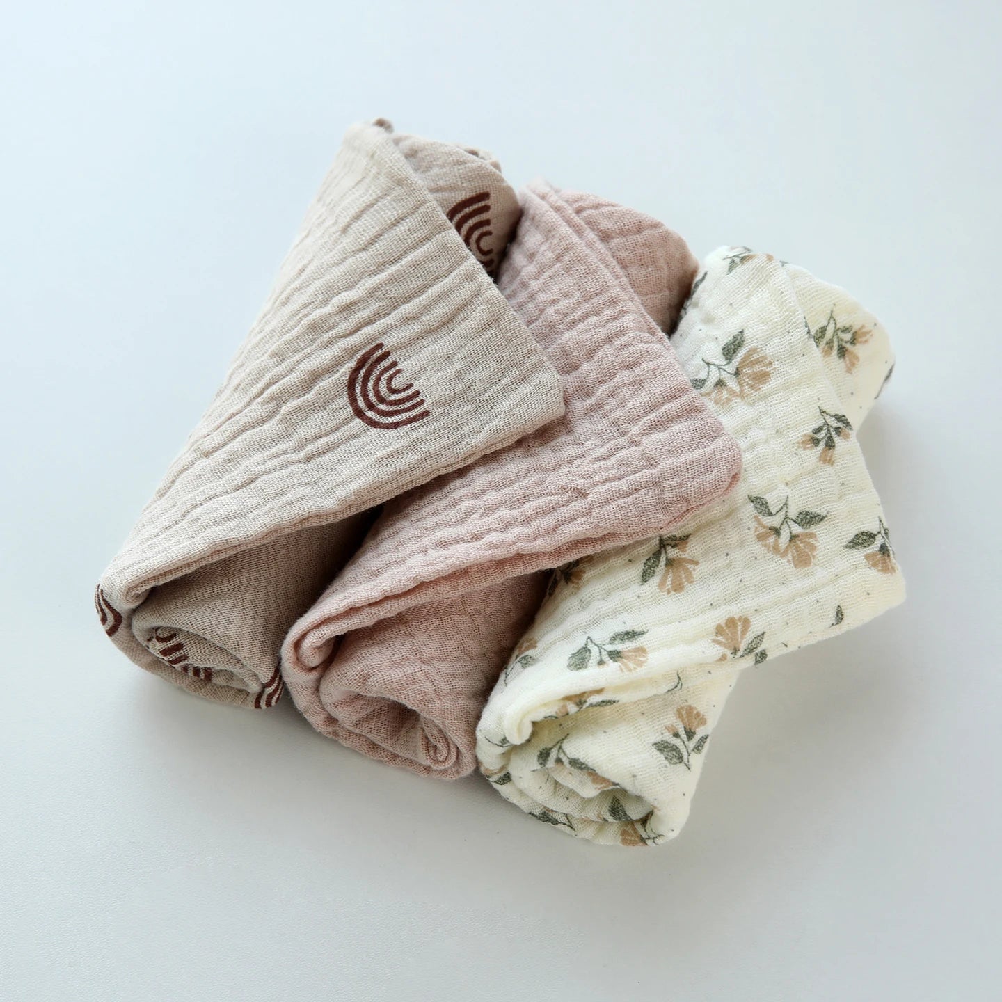 3/5 Pieces of Gauze Square Towels | Soft Cotton Baby Burp Cloths and Handkerchiefs lifestyle view