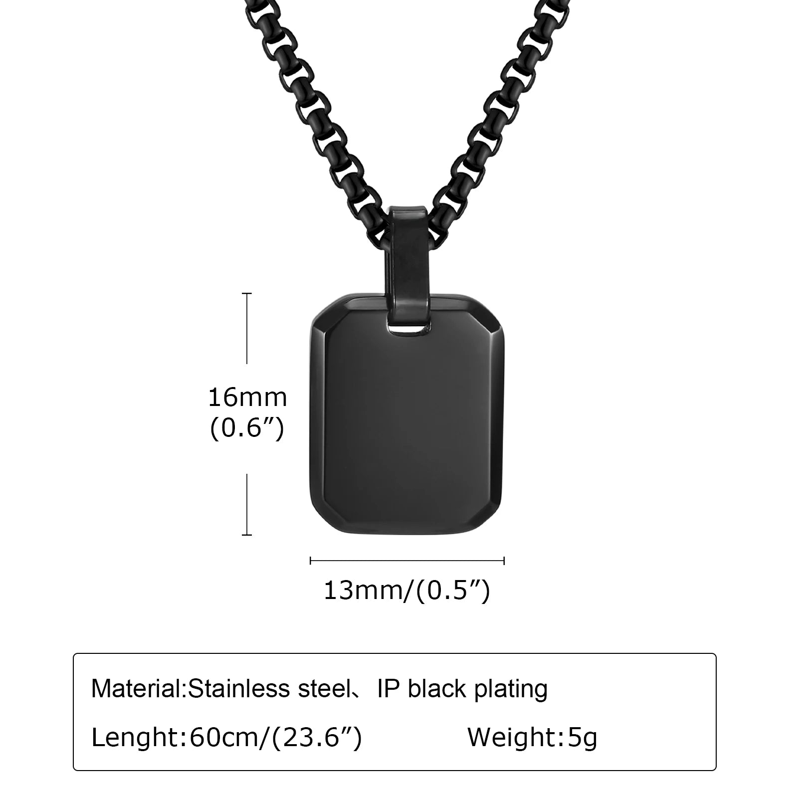 A-Z 26 Letters Stainless Steel Initials Necklace | Waterproof Square Pendant for Men detail view