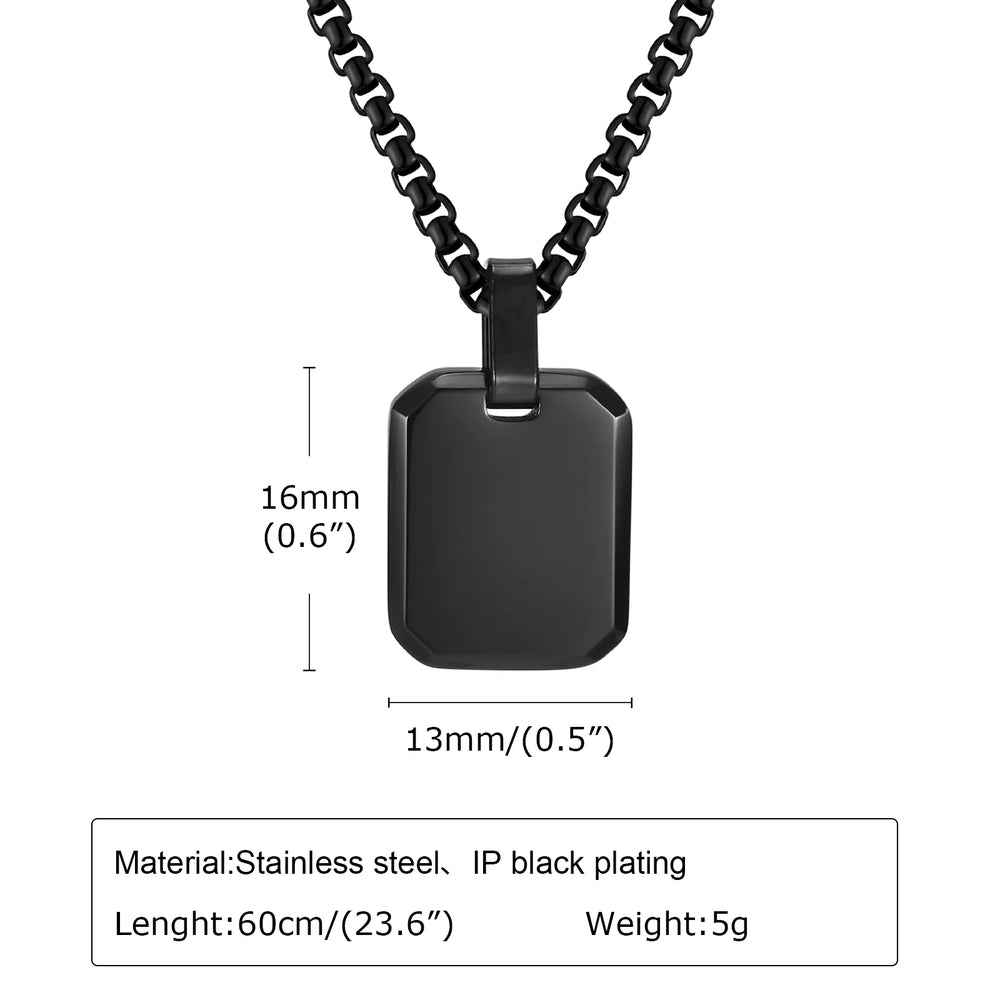 A-Z 26 Letters Stainless Steel Initials Necklace | Waterproof Square Pendant for Men detail view
