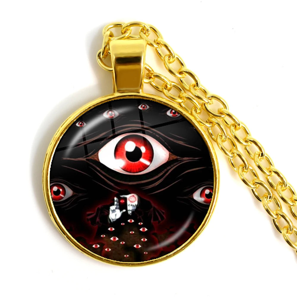 Hellsing Alucard Pentagram Pendant Necklace 25mm Glass Cabochon Pentagram Statement additional angle