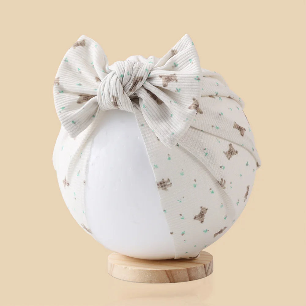 Baby Turban Hats with Prints | Soft Knit Newborn Caps additional angle