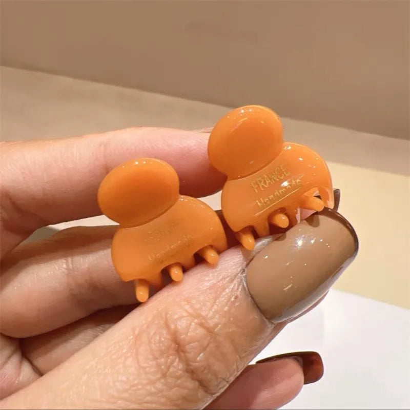Mini 2cm Acetate Small Hair Claw Side Pins 2Pcs/Set Acetate Hair Crabs for Girls Cute close-up view