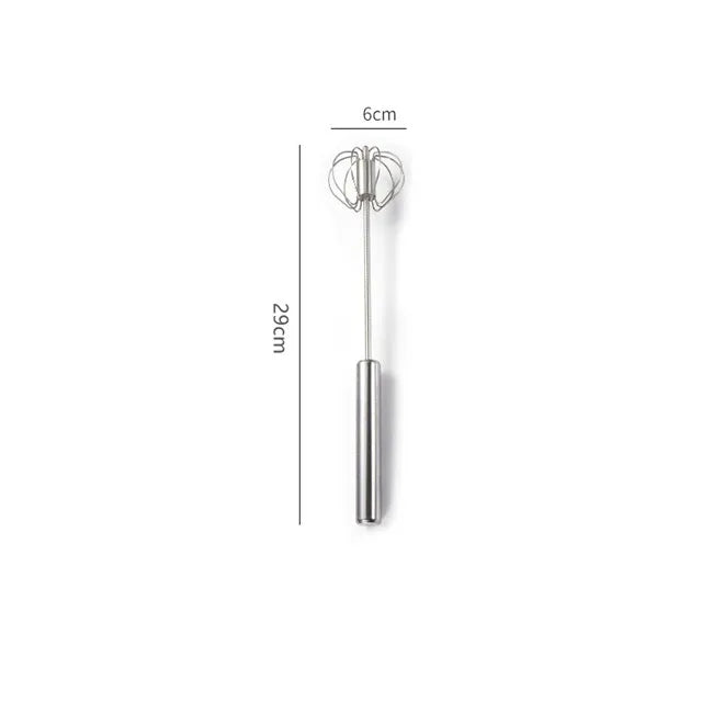 Household Semi-Automatic Rotating Egg Beater | Stainless Steel Manual Whisk close-up view