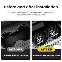 2Pcs Car Cup Groove Pad Leather Sound Insulation Mat | For Honda Civic Accord Fit Jazz P detail view