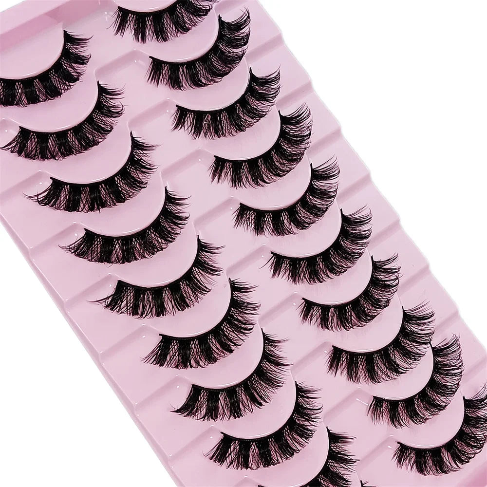 10 Pairs DD Curl Russian Strip Lashes | Fluffy Volume False Eyelashes for Dramatic Lo alternate view