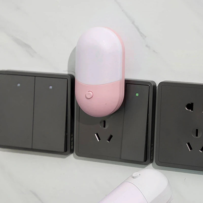 Mini Plug-In Night Light | LED Eye Protection for Bedside Baby Feeding close-up view