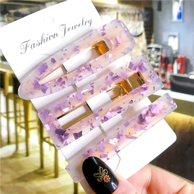 2/3pcs Hairpins Set Geometric Acetate Heart Hair Clips for Women Fashion Jewelry Girls close-up view