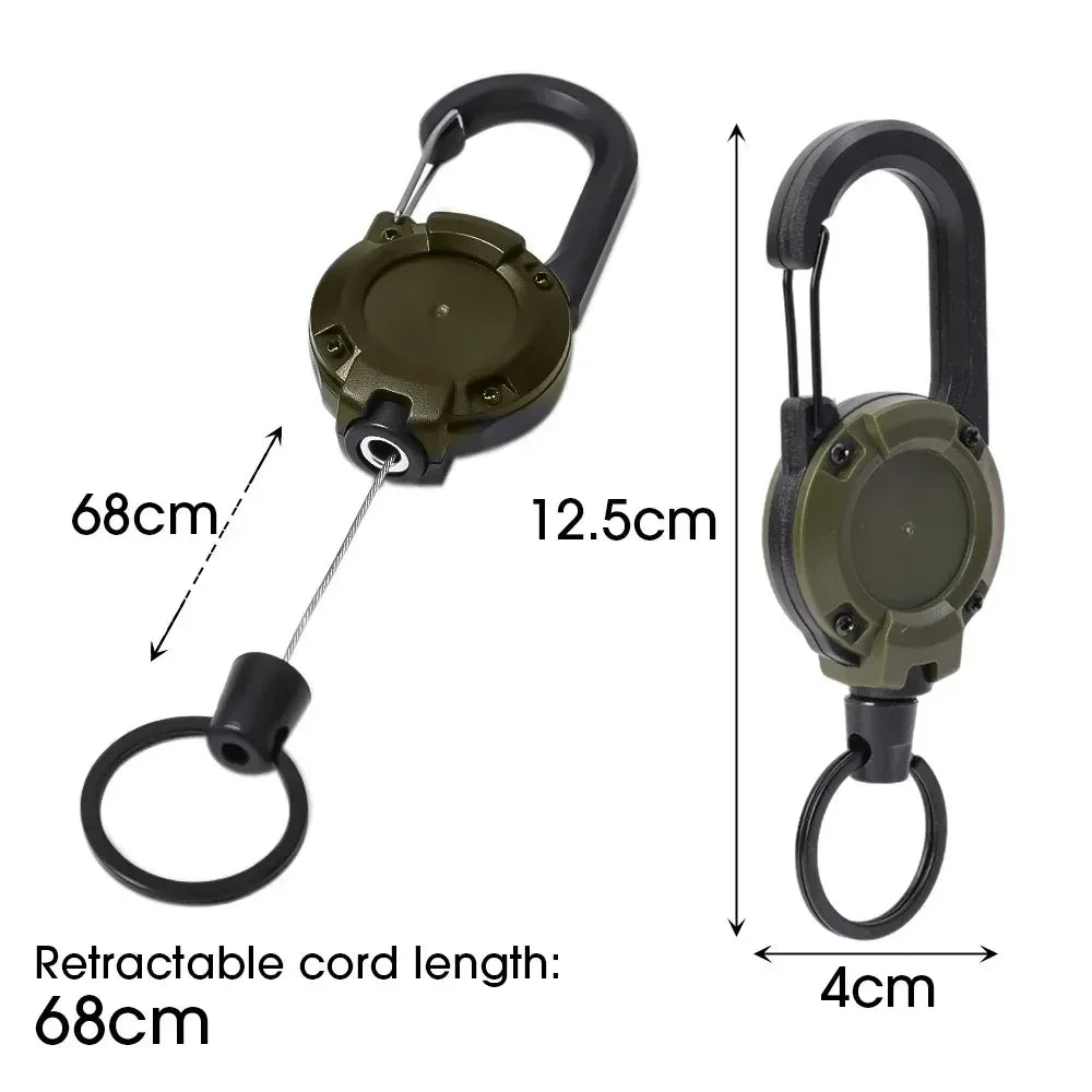 Retractable Heavy Duty Pull Reel Carabiner Key Chains Strong Steel Wire Rope Buckle S lifestyle view