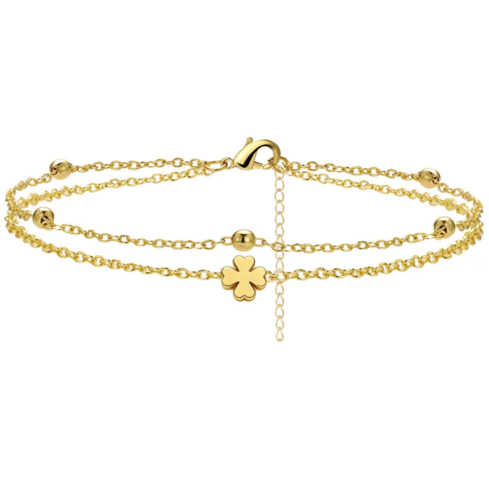 925 Sliver Plated CZ Anklet Bracelets for Women Girl Trendy New Waterproof Heart Charm D detail view
