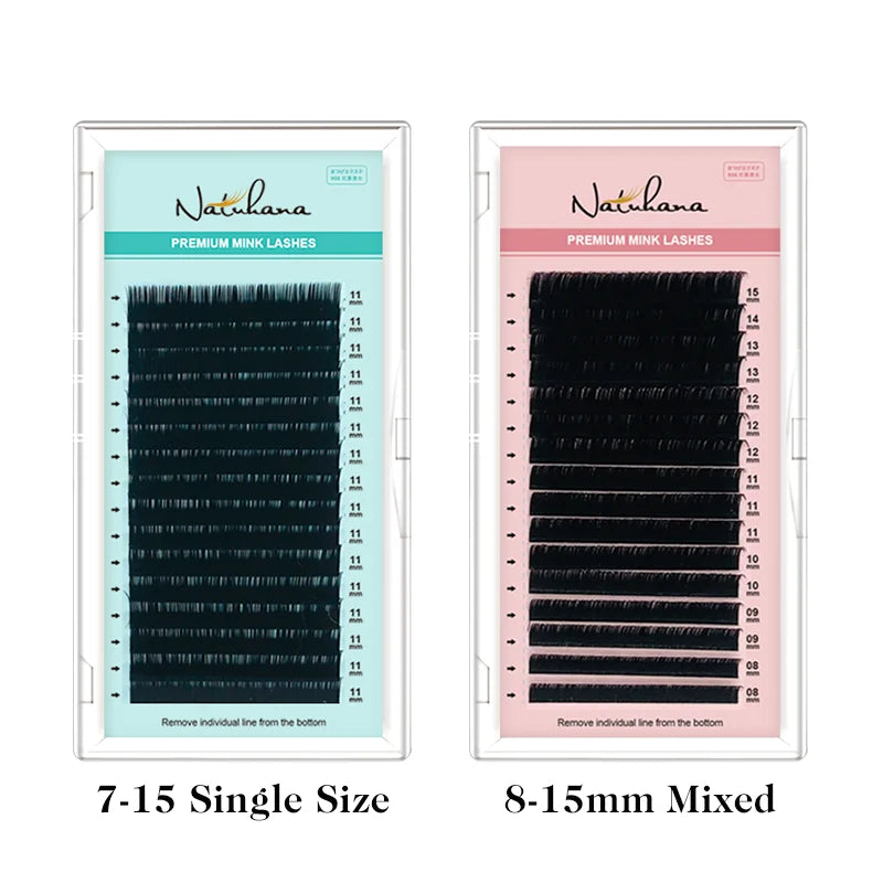 NATUHANA 16 Rows B C D Curl Individual Eyelash Extensions | Handmade Faux Mink Lash additional angle