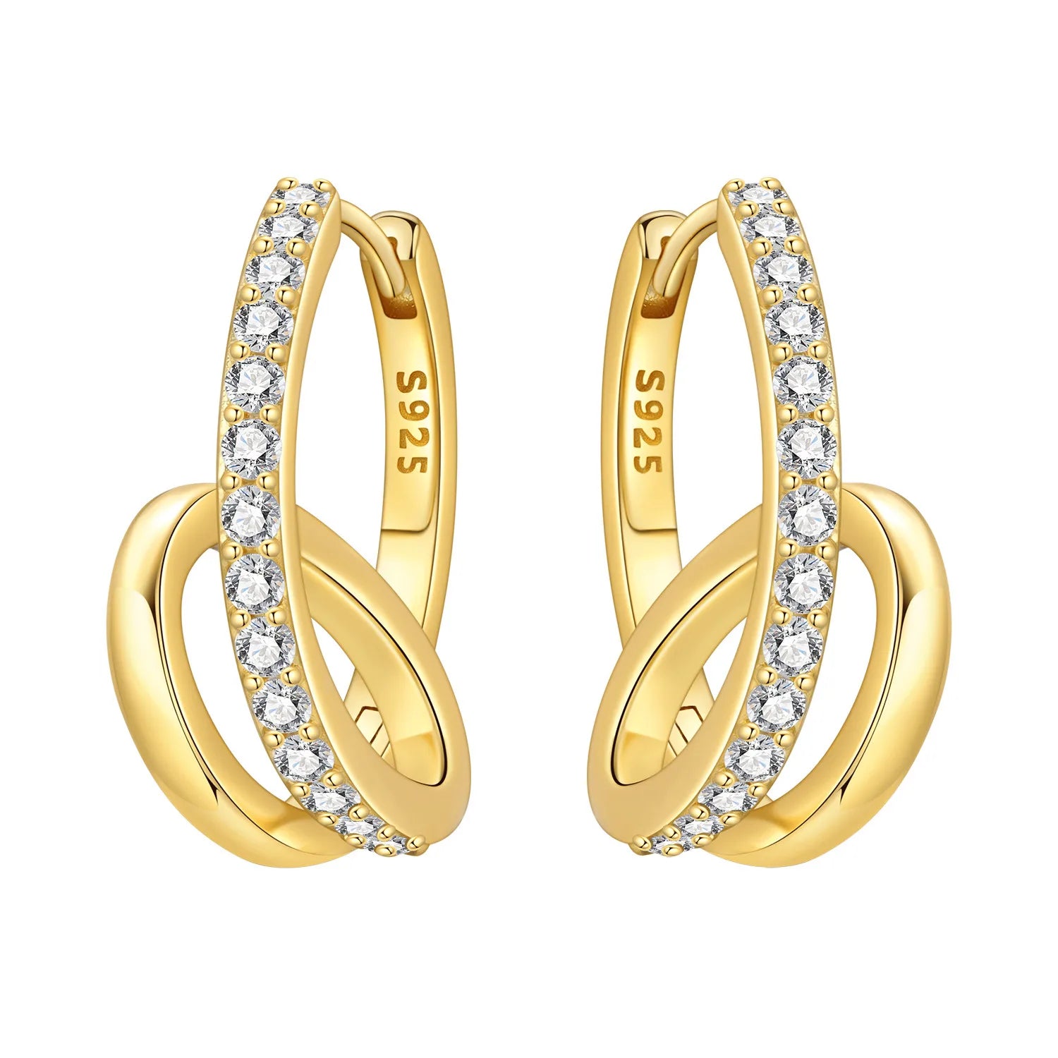 Orstarry S925 Sterling Silver 18k Gold Modern Square Earrings Hoop Earrings For Women lifestyle view