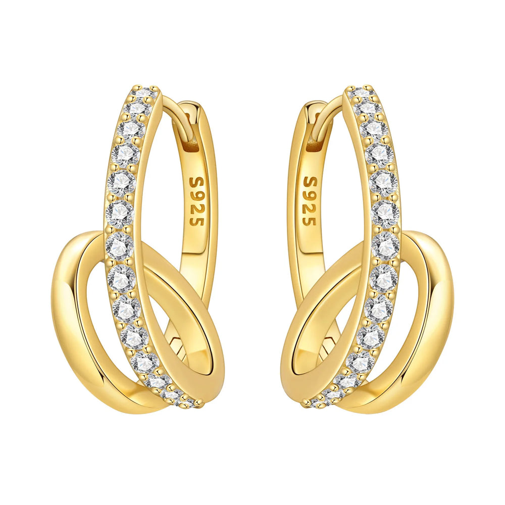 Orstarry S925 Sterling Silver 18k Gold Modern Square Earrings Hoop Earrings For Women lifestyle view