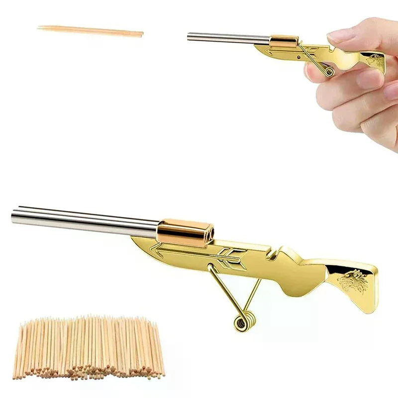 Mini Toothpick Gun | Metal Toy Shooting Game for Stress Relief alternate view