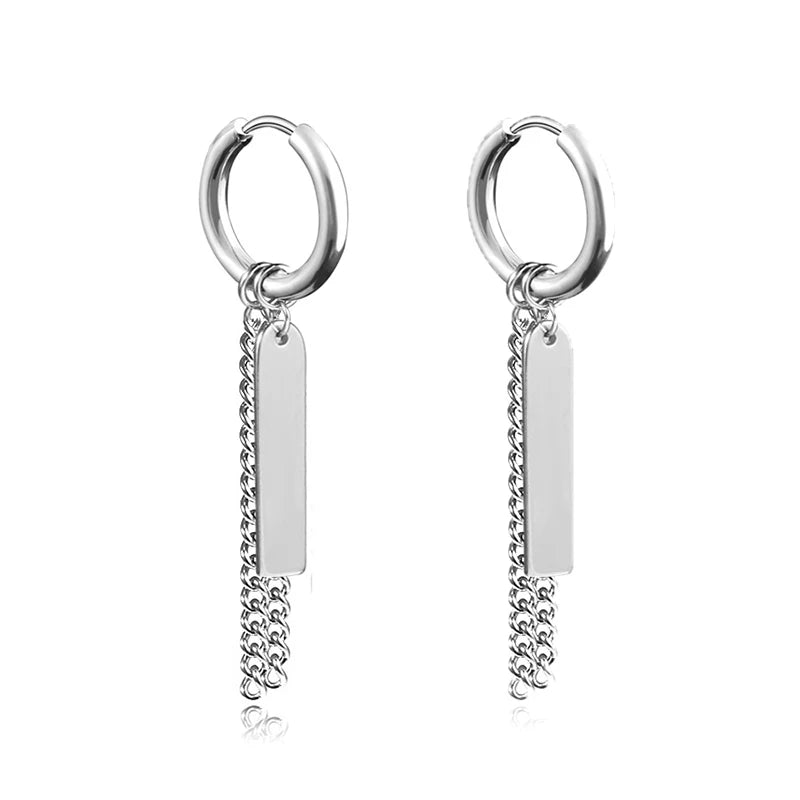 1 Pairs Fashion Punk Gothic Stainless Steel Drop Earrings Studs for Women Men Gothic lifestyle view