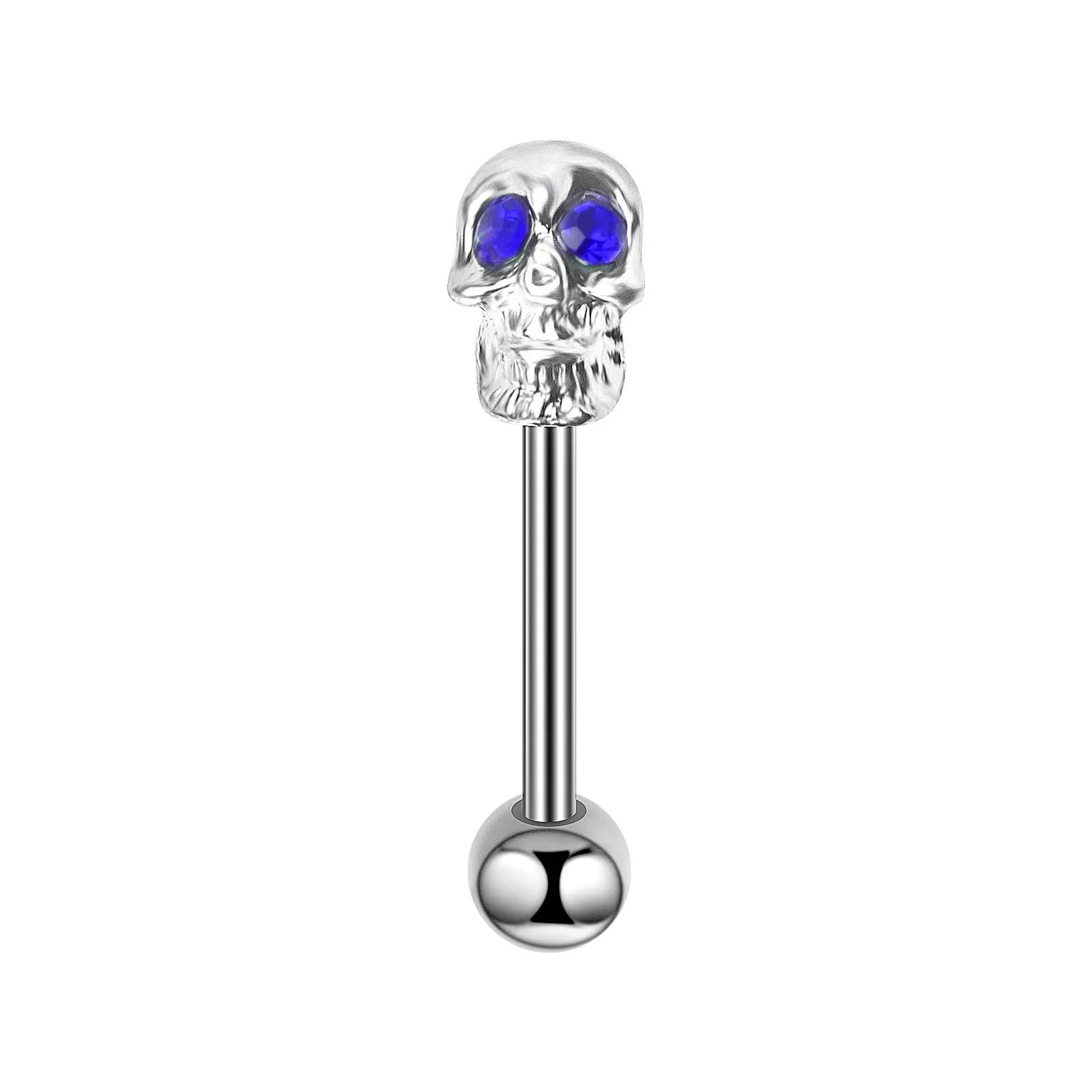Tongue Rings Stainless Steel 316L, 5 Color Diamond Encrusted Skull Piercing Jewelry lifestyle view