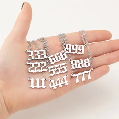 Stainless Steel Angel Number Lucky Numbers Necklaces 111 222 333 444 555 777 888 999 666 detail view