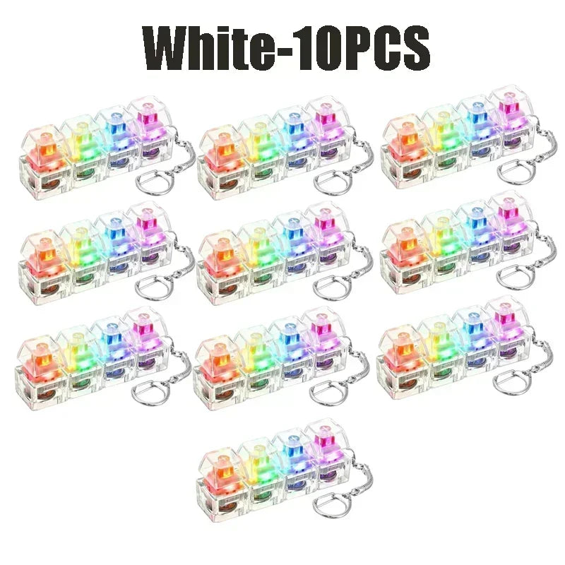 Portable LED Keyboard Keychain Click Button Stress Reliever Desk Accessory