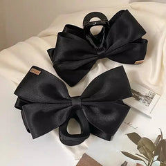 New Large Black Fabric Bow Grab Hair Clips Women's New Korean Style Hairpin Fashion Shark Cawl Clips
