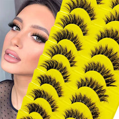 10 Pairs Eyelashes Clear Band Natural Wispy Fluffy Lashes Natural Look Russian Strip Lashes 3D Effec
