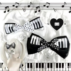 Gothic Musical Note Polka Dot Bow Hair Clip Barrettes