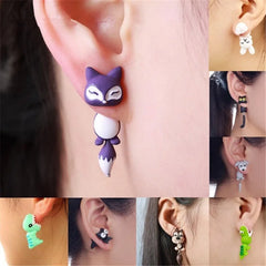 New Fashion Cute Animal Female Creative Handmade Earrings Polymer Clay Dinosaur Dog Cat Earrings Par