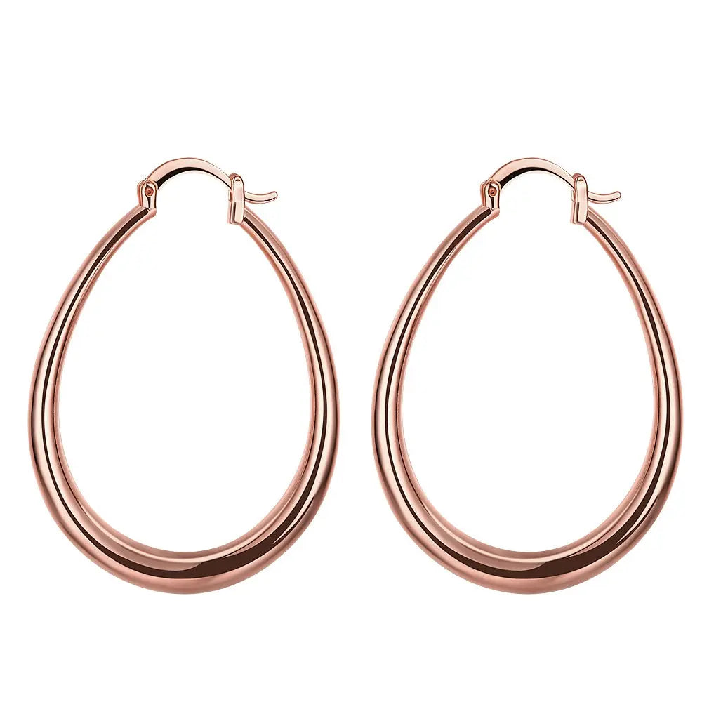 925 Sterling Silver 18K Gold Plated Oval Earrings 4.4cm alternate view