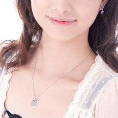 925 Sterling Silver Crystal Apple Link Chain Necklaces For Women Fashion Vintage Elegant detail view