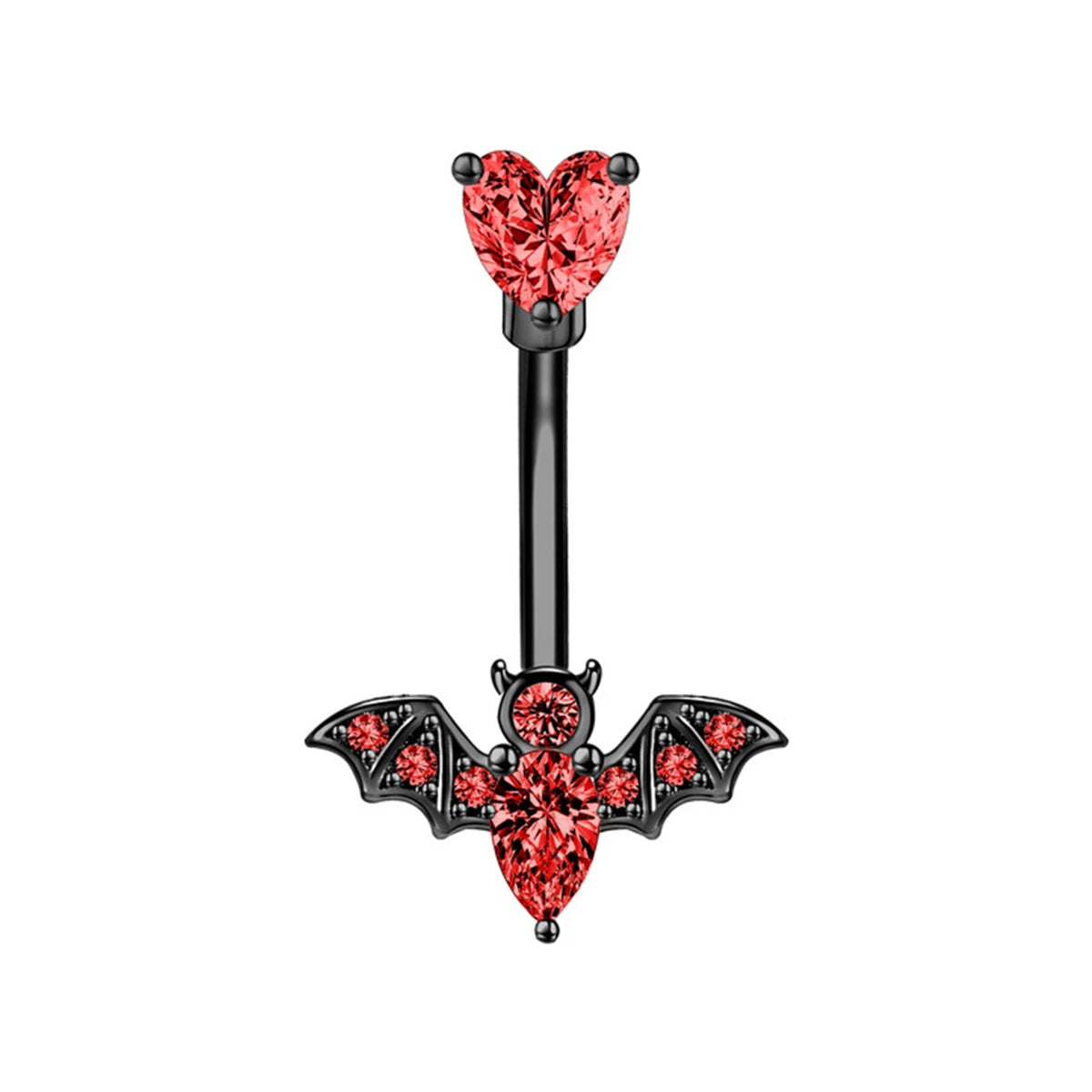 Gothic Punk Zircon Bat Navel Piercing Belly Ring Barbell Earrings Belly Button Rings for detail view