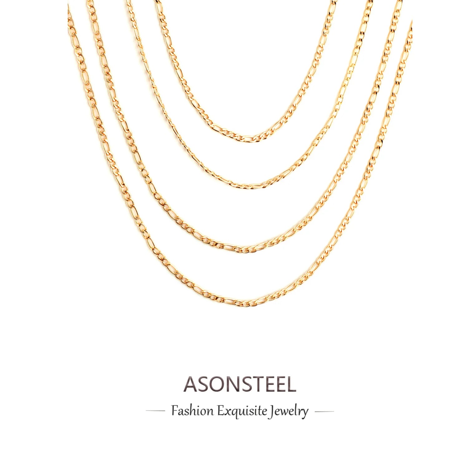 ASONSTEEL Stainless Steel Cuban Link Chain Necklace | Gold Unisex Trendy Jewelry