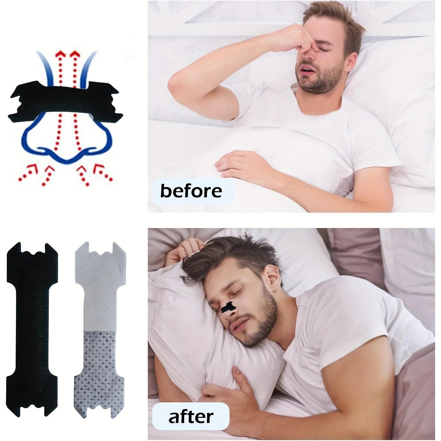 50pcs Black Breathe Right Nasal Strips | Breathable, Comfortable and Reusable for R additional angle