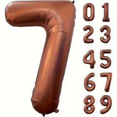 40 Inch Foil Number Balloon Set | Brown Birthday Party Decoration detail view